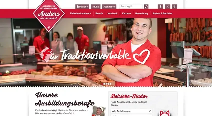 Screenshot Ausbildung im Fleischerhandwerk